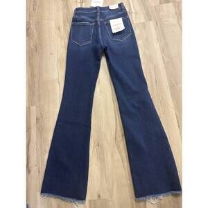 NEW VANILLA MONKEY women's lovervet high rise raw hem boot cut jeans in medium d